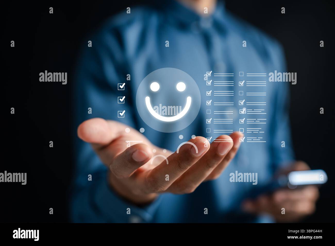 Psychische Gesundheit Check, positive Stimmung Tracking, emotionale Wohlbefinden Bewertung, psychologische Unterstützung Stockfoto