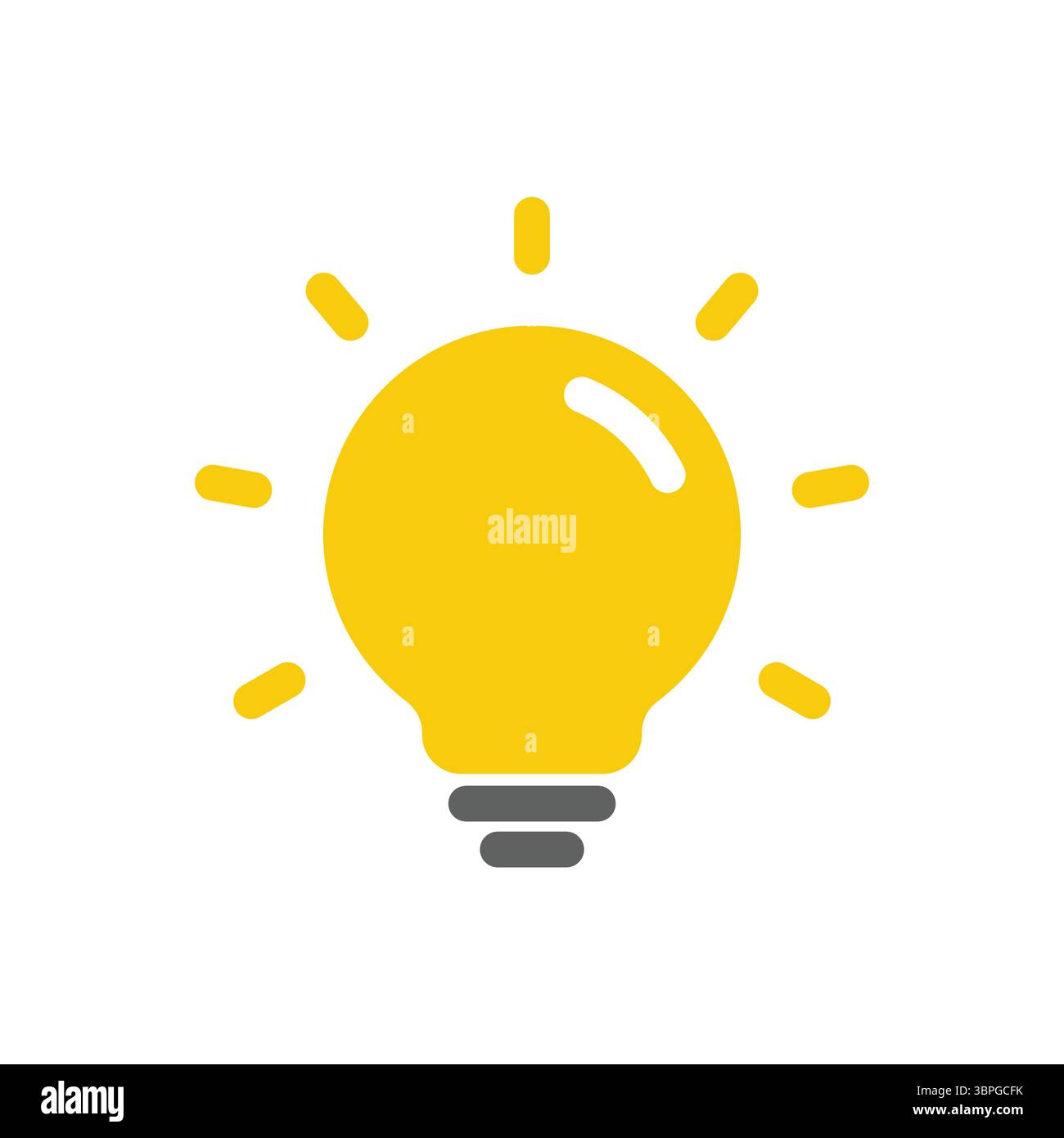 Glühlampensymbol, das Ideen, Kreativität, Innovation, Energie, Inspiration, und helles Denken in schlichtem schwarzen Stil auf weißem Hintergrund Stock Vektor