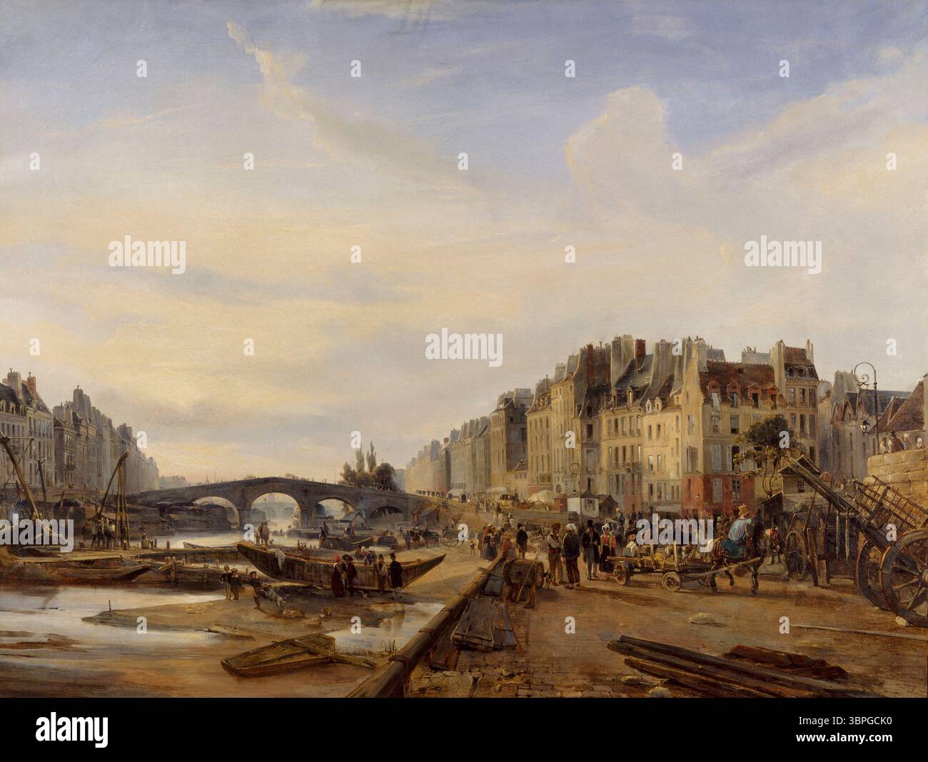 Charles Mozin (1806-1862). "Le Pont-Marie et le Port Saint-Paul, vers 1825". Huile sur toile. Paris, musée Carnavalet. Stockfoto
