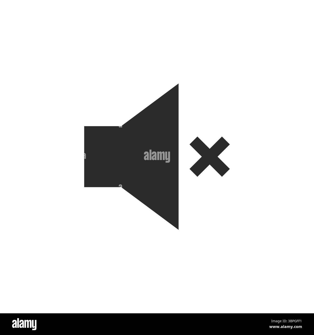 Stummgeschaltetes Lautsprechersymbol mit Kreuzsymbol für Stille, kein Ton, Stummschaltung, Audio aus, Lautstärkeregelung, Benachrichtigung deaktiviert, leiser Modus Stock Vektor