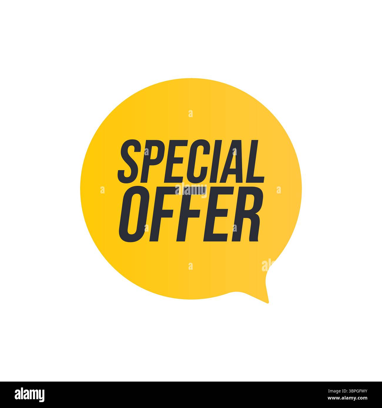 Symbol für Sonderangebot und prozentuale Verkaufsabzeichen mit fettgedrucktem Text in einer Sprechblase und einem Kreis für Rabatt, Promotion, Marketing und Einzelhandel Stock Vektor