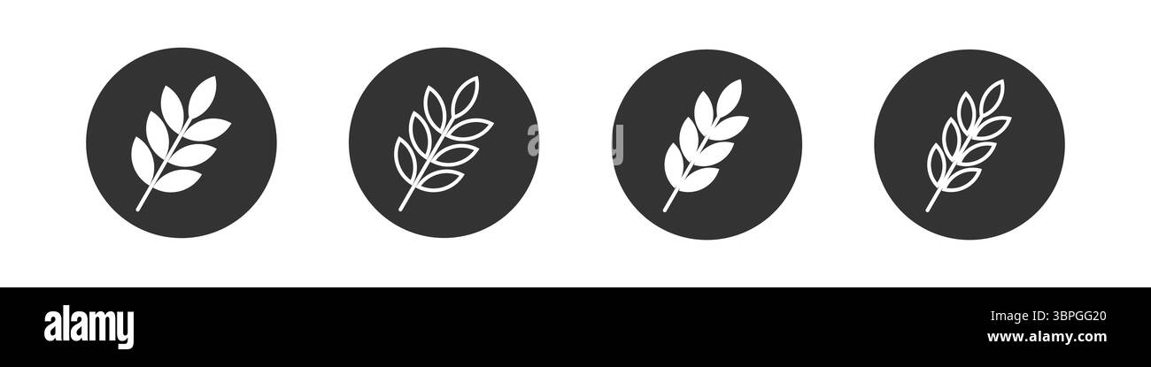 Blätter- und Weizensymbole für Landwirtschaft, Landwirtschaft, Natur, ökologisches Wachstum, umweltfreundliche Konzepte, Nachhaltigkeit und botanische Elemente Stock Vektor