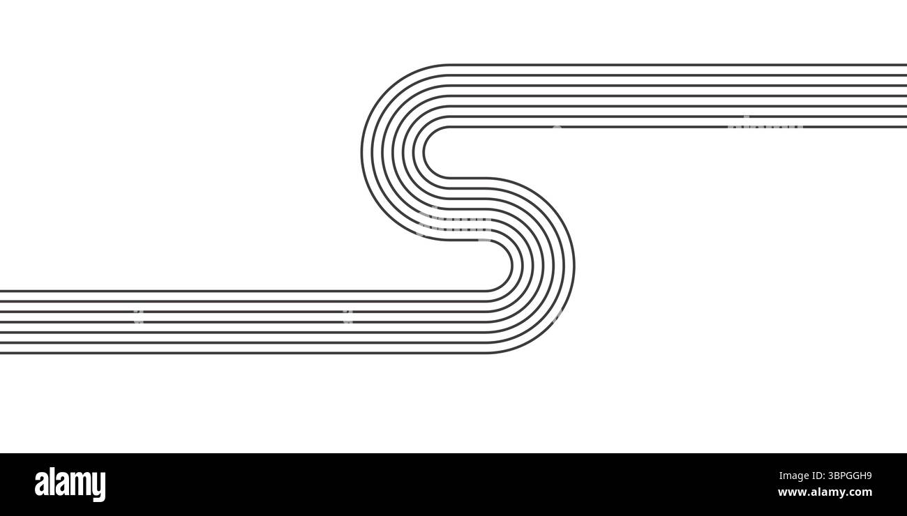 Abstraktes Design von sich schneidenden parallelen Linien, die ein komplexes Knotenmuster in Schwarz-weiß bilden Stock Vektor