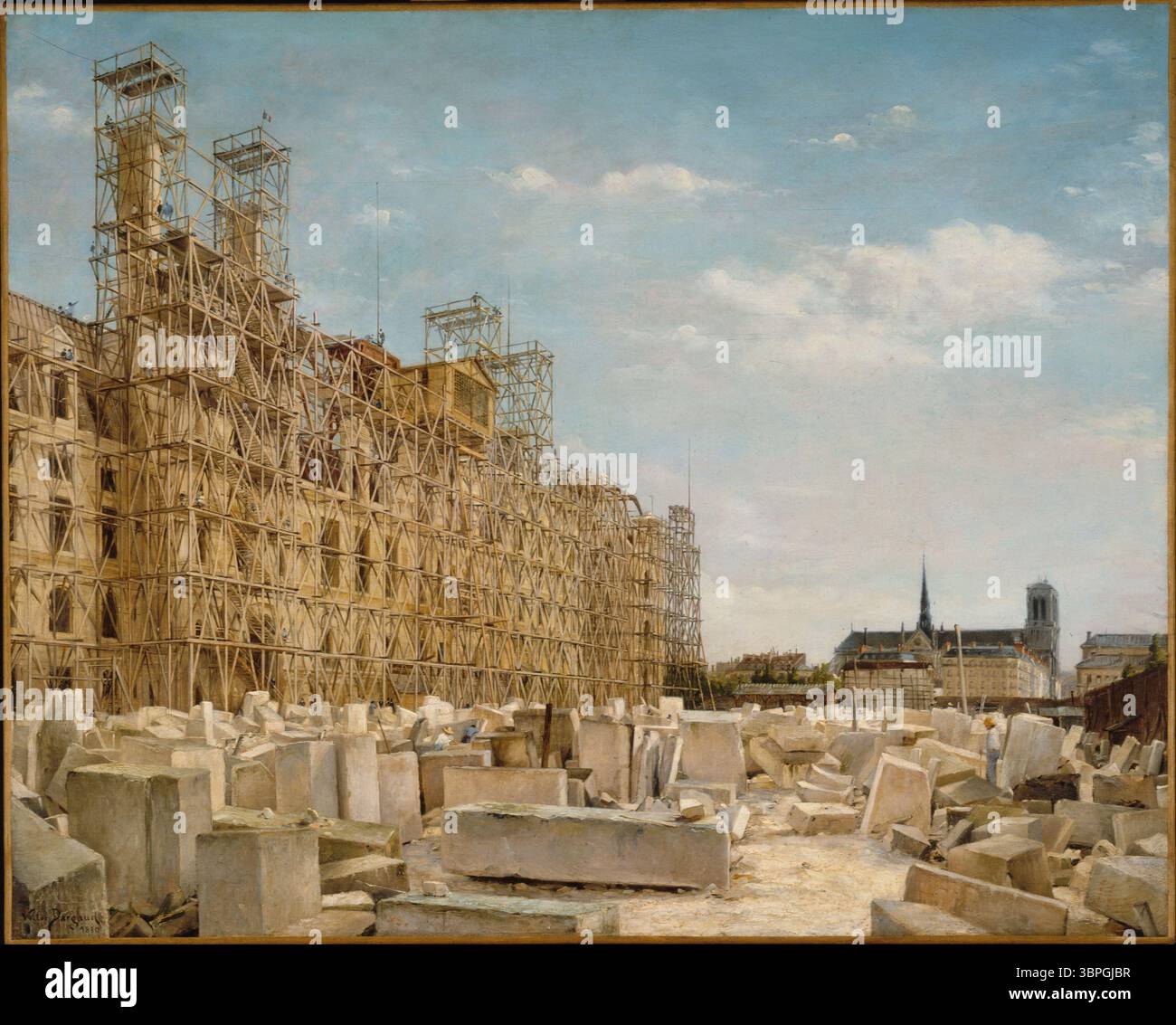 Victor Dargaud (1850-1921). "L'Hôtel de Ville en Reconstruction". Huile sur toile, 1880. Paris, musée Carnavalet, wieder aufgebaut, Gebäude nach einem Brand Stockfoto