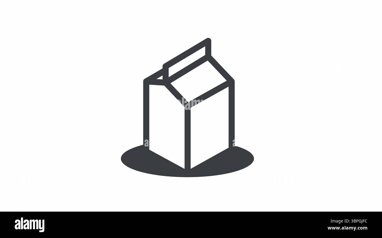 Milchbox-Symbol. Vektor isoliert bearbeitbar Schwarzweiß einfache Illustration einer Milchbox Stock Vektor