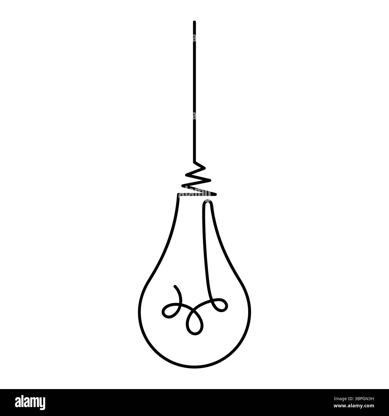 Minimalistische Glühlampe Kontur Vektor-Illustration. Diese Vektorillustration zeigt eine minimalistische Kontur einer Glühlampe. Stock Vektor