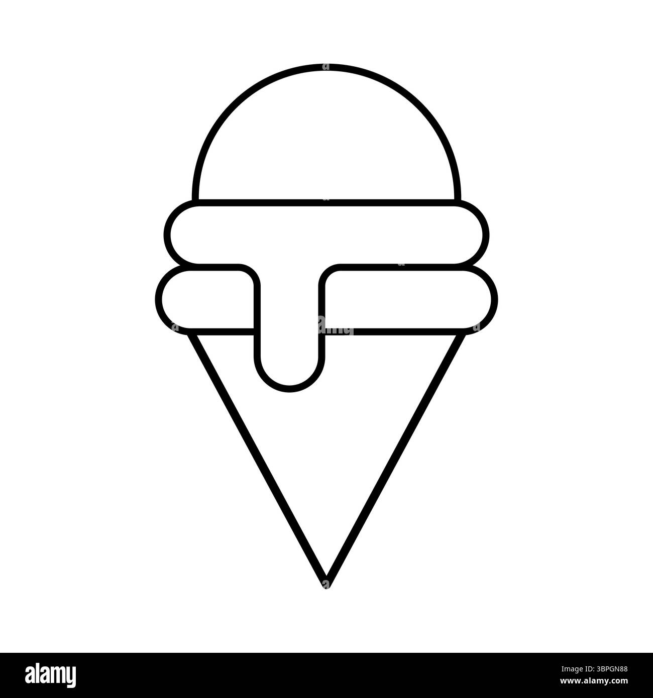 Eiscreme-Kontur-Vektor-Illustration. Diese Vektor-Illustration zeigt eine einfache und klare Kontur einer Eiskegel. Stock Vektor