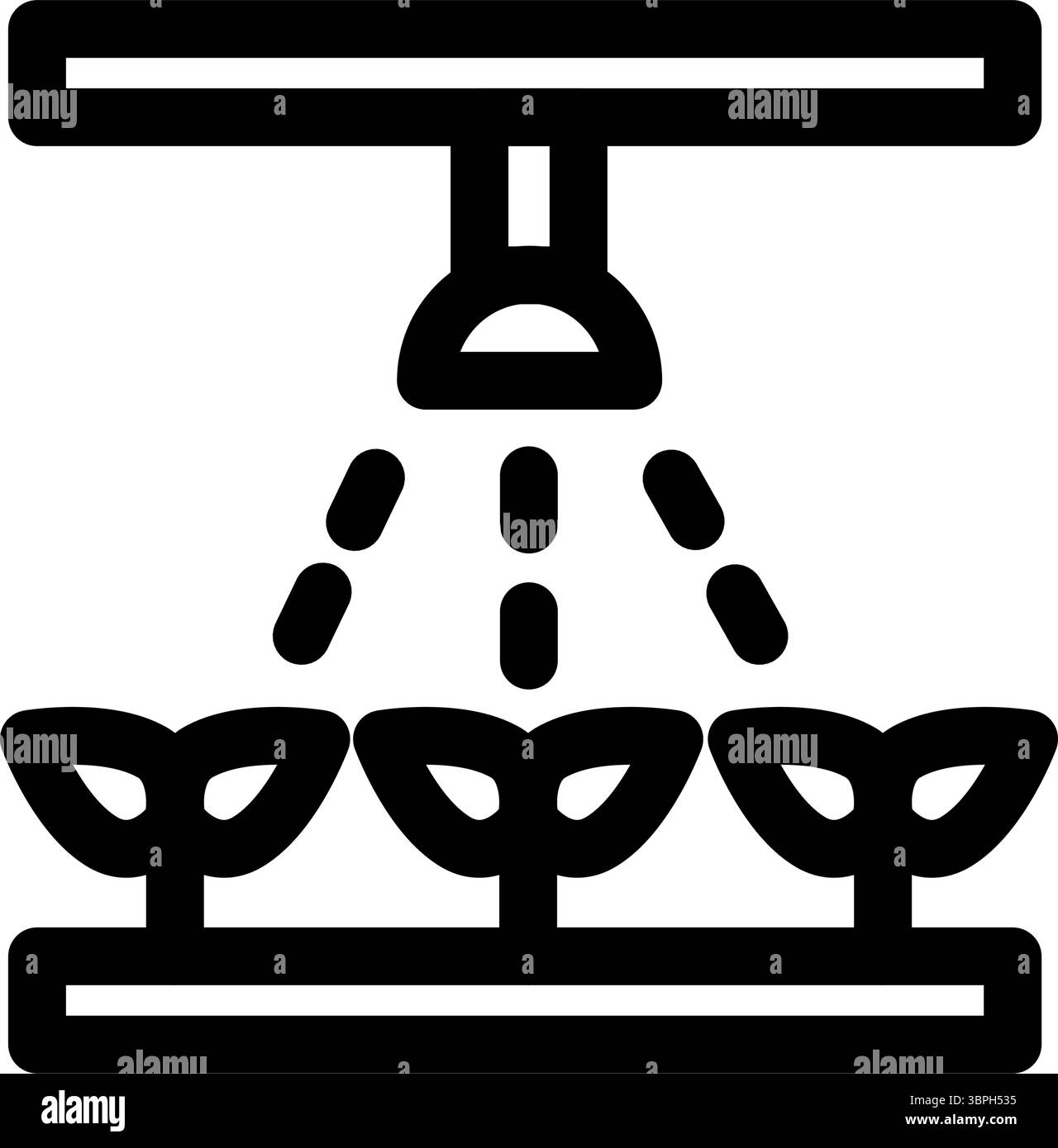 Symbol für automatisches Bewässerungssystem – Symbol für ökologische Landwirtschaft. Stock Vektor