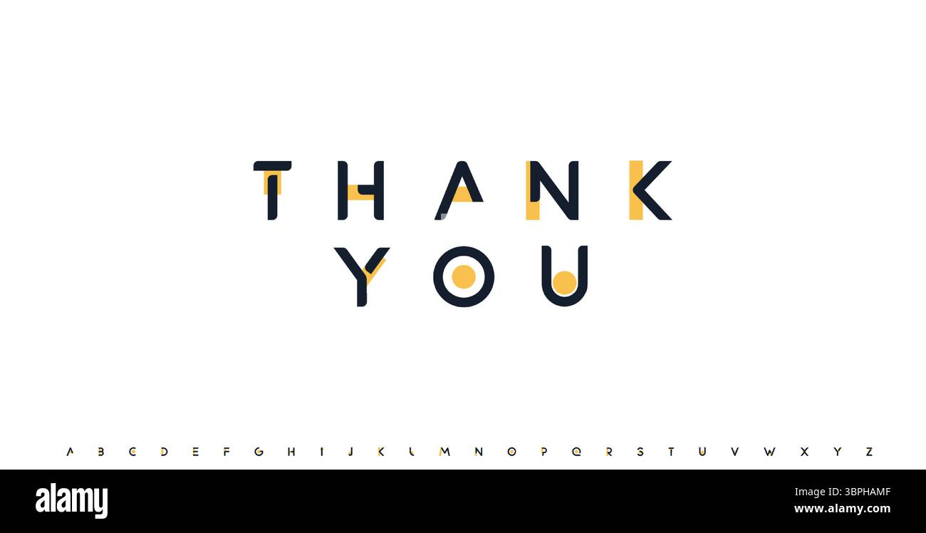 Vielen Dank für die Schrift, das inspirierende Zitat, die Motivationsrede. Futuristische Schriftart mit geometrischem Alphabet. Vektorabbildung Stock Vektor