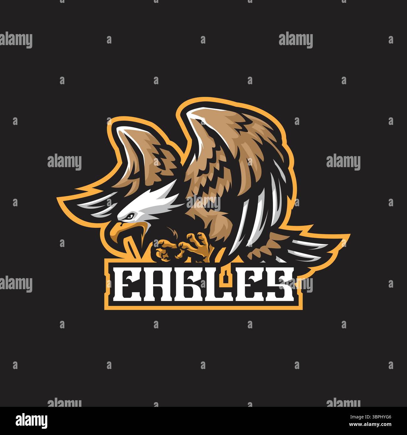 eagle Maskottchen Logo Design Vektor mit modernem Illustrationskonzept Stil für Abzeichen, Emblem und T-Shirt Druck. Illustration des Angry Adlers für das Sportteam. Stock Vektor