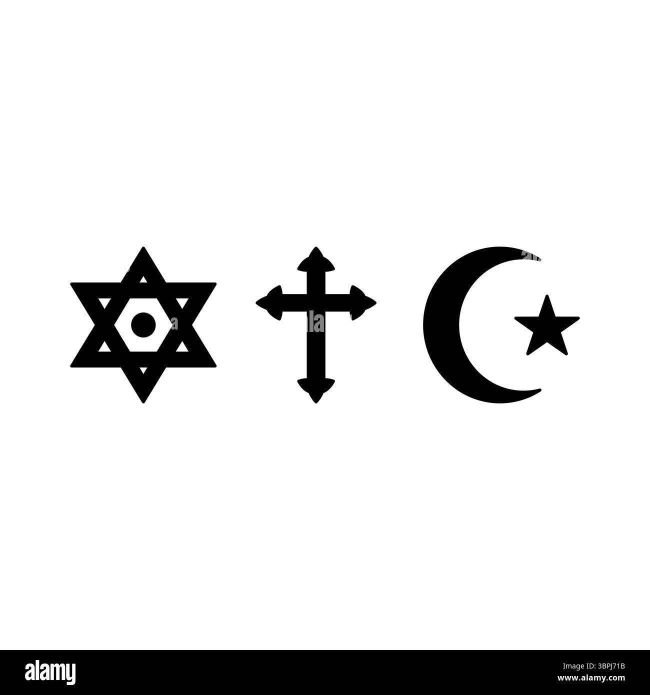 Monotheistische abrahamische Religionen Symbole Vektorillustration Stock Vektor