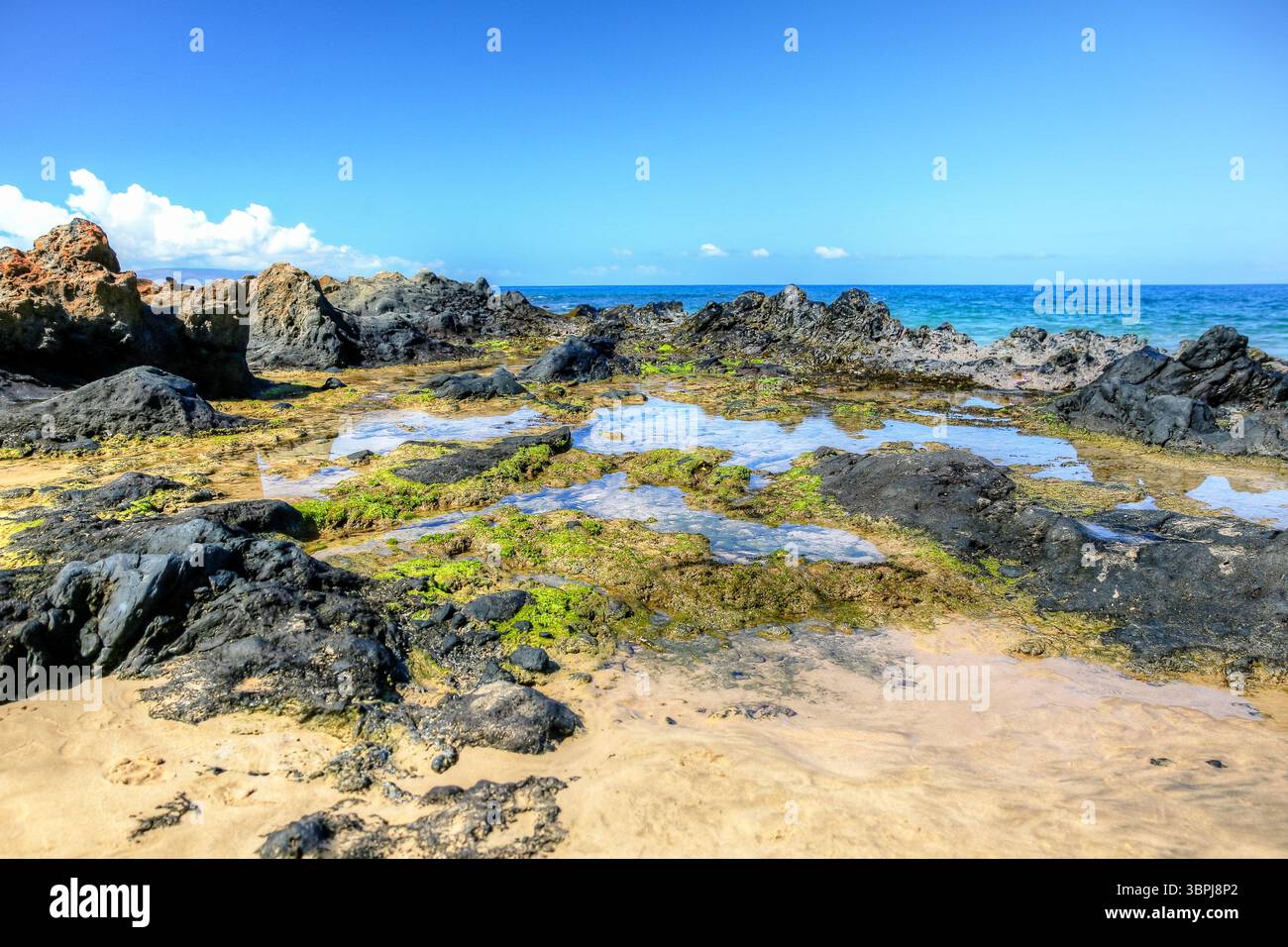 Blick auf die Strände in Kihei auf der hawaiianischen Insel Maui Stockfoto