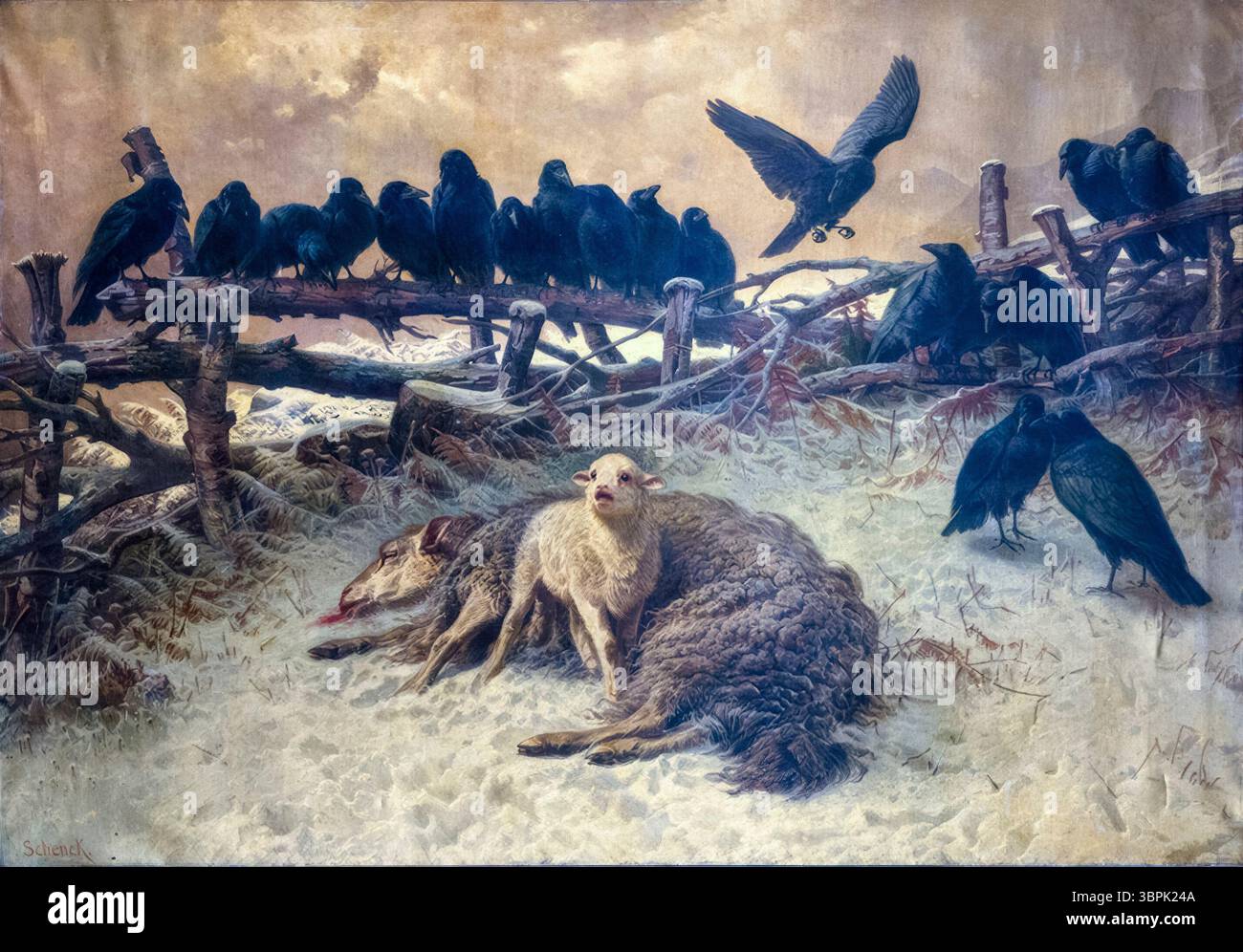 August Friedrich Schenk, der Waisenkind, eine Erinnerung an die Auvergne, Ölgemälde auf Leinwand, um 1885 Stockfoto