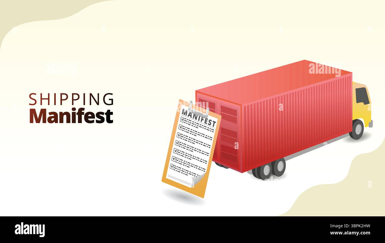 Versandmanifest-Konzept. Offizielle Liste der Artikel im Versand. Illustration des Konzepts für das Supply Chain Management. Stock Vektor