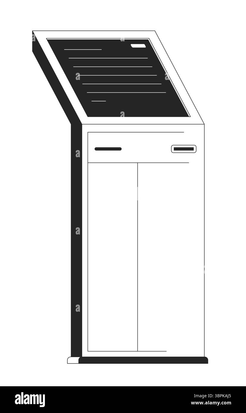 Interaktives Touchscreen-Selbstbedienungs-Kiosk-Terminal 2D-Zeilenobjekt Stock Vektor
