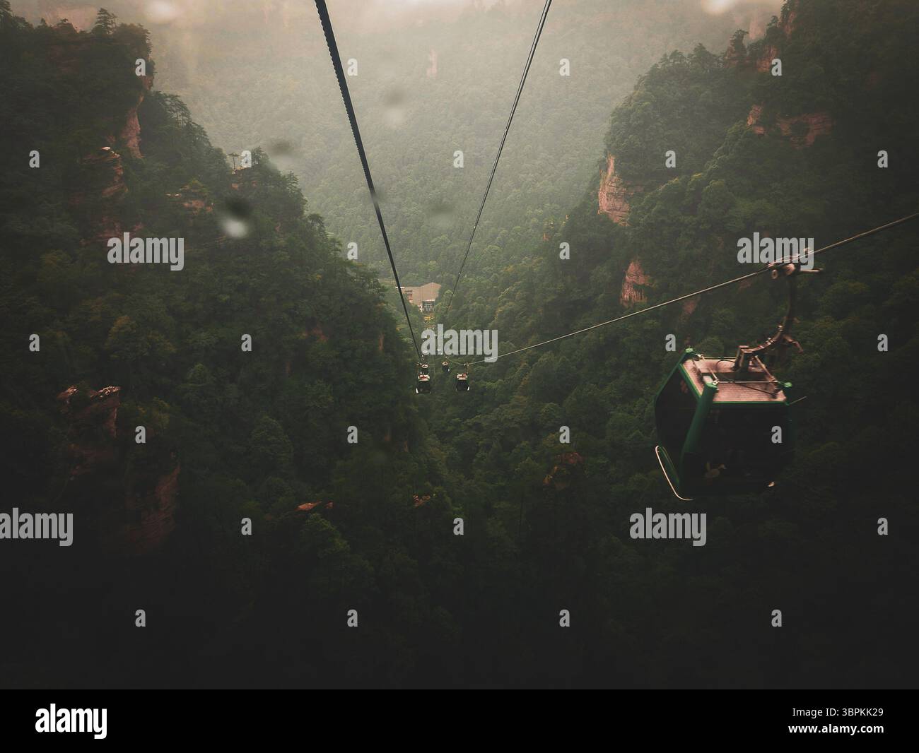 Seilbahnen über den Bergen von Zhangjiajie Stockfoto