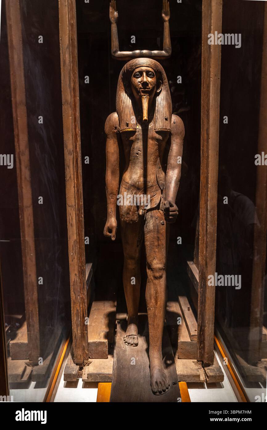 Hölzerne Statue des Königs Auib-Re-Hor. Stockfoto