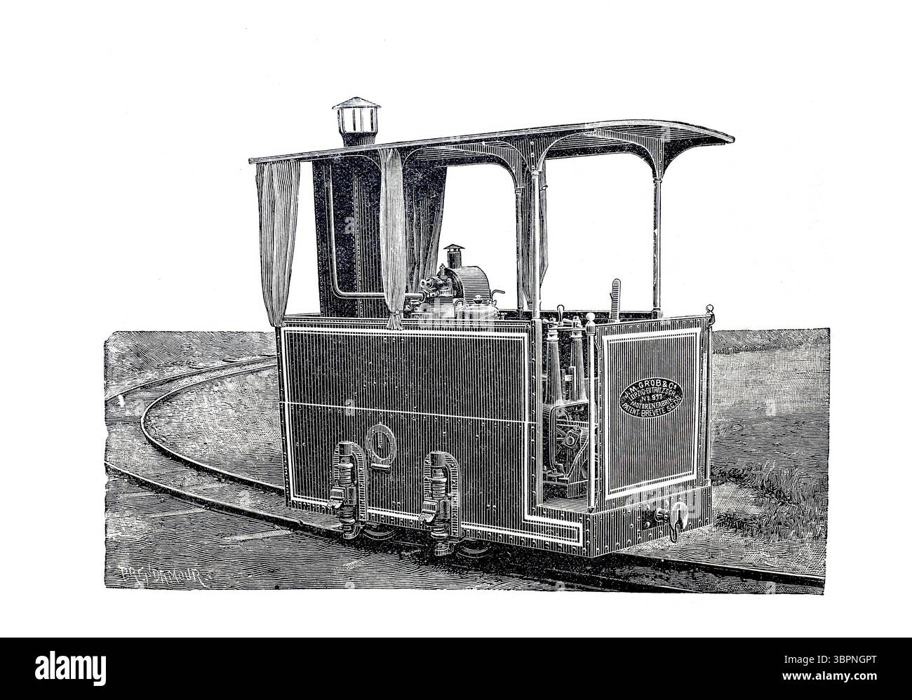 Erdöllokomotive, gebaut von JM Grob & Co aus Leipzig, um 1886, historische, digital aufgearbeitete Nachbildung eines Modells aus dem 19. Jahrhundert Stockfoto