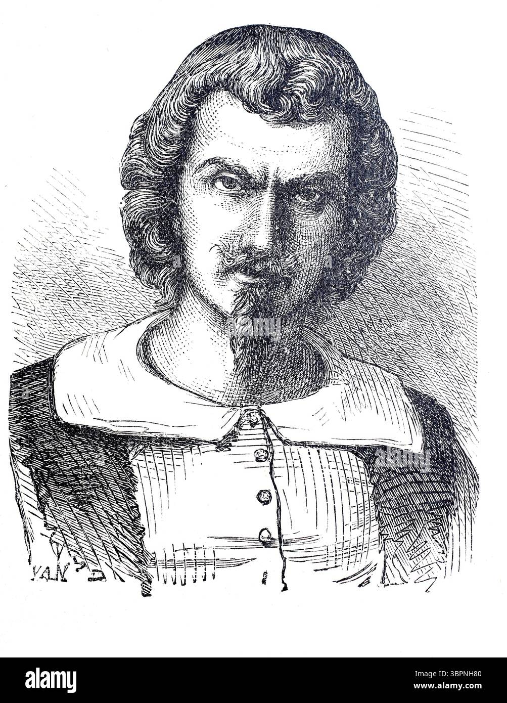 Evangelista Torricelli (* 15. Oktober 1608 bis 25. Oktober 1647) war ein italienischer Physiker und Mathematiker, der sich mit der digitalen Wiedergabe eines Originals aus dem 19. Jahrhundert befasst Stockfoto