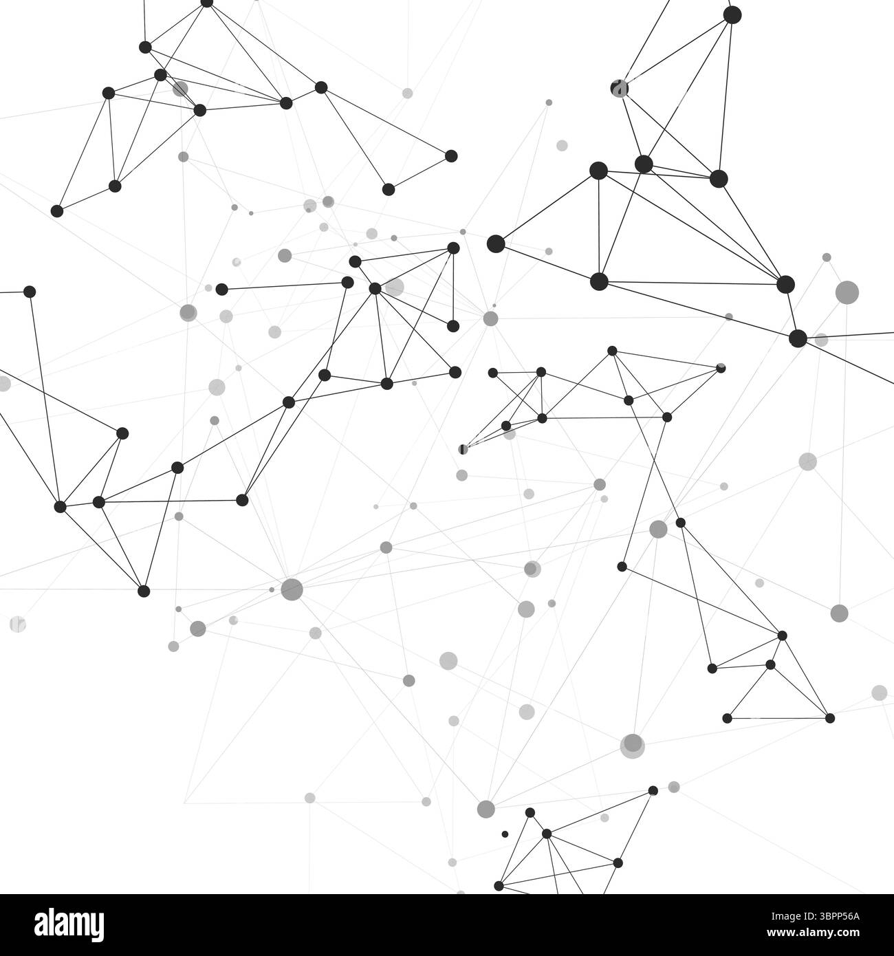 Abstrakter geometrischer Hintergrund mit Verbindungspunkten und Linien. Weißer digitaler Hintergrund. Netzwerkkonzept Stock Vektor