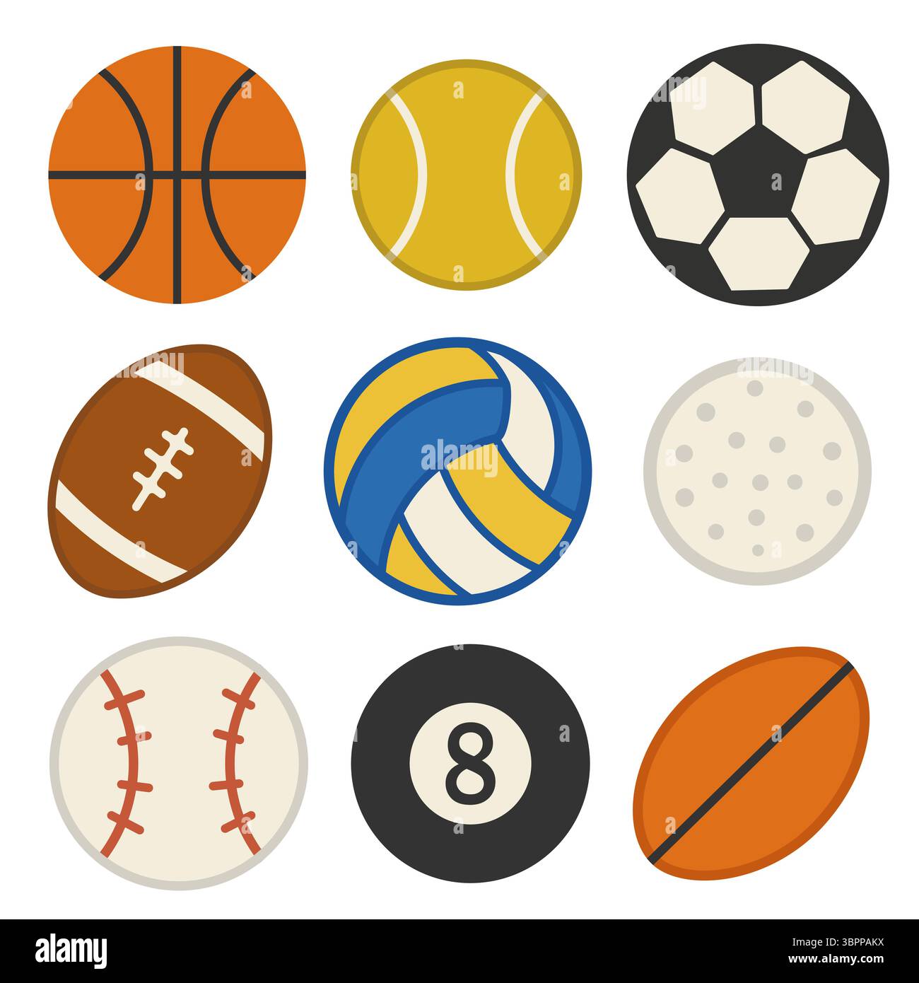 Verschiedene Sportbälle in einem Raster angeordnet Stock Vektor