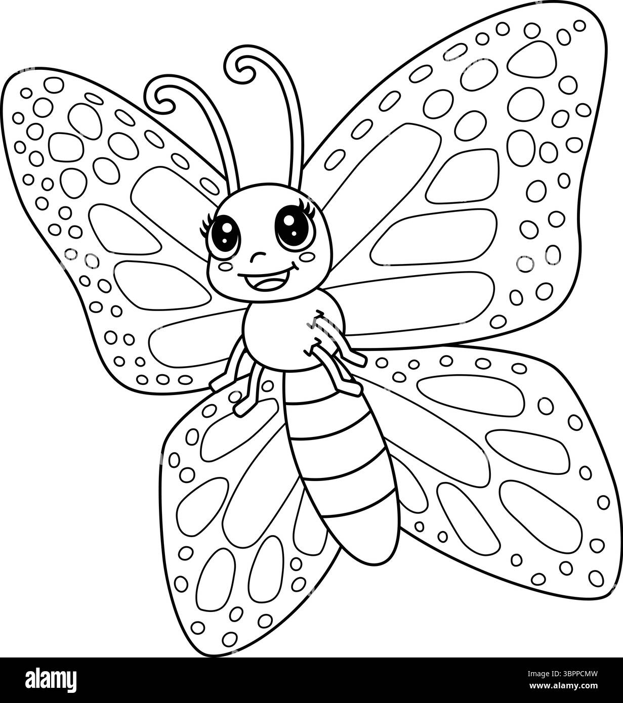 Insektenmonarch Schmetterling Tier Isolierte Färbung Stock Vektor