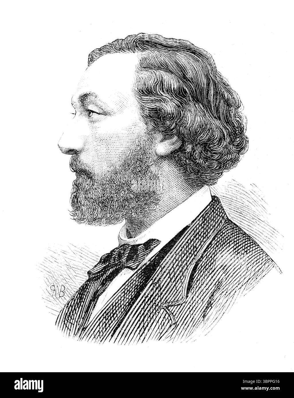 Leon Michel Gambetta (* 2. April 1838 – 31. Dezember 1882) war ein französischer Politiker. Er war einer der Gründungsväter der Dritten Republik und von 1881 bis 1882 Premierminister. Historische Reproduktion eines Originals mit einer Szene aus dem 19. Jahrhundert. Stockfoto