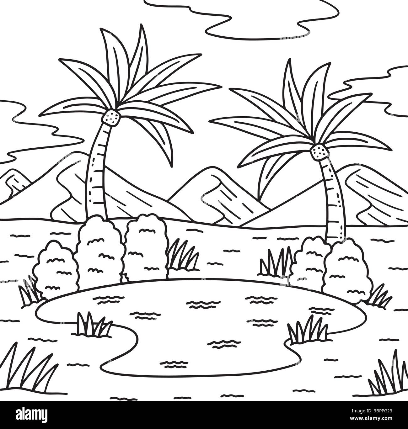 Desert Oasis Malseite für Kinder Stock Vektor