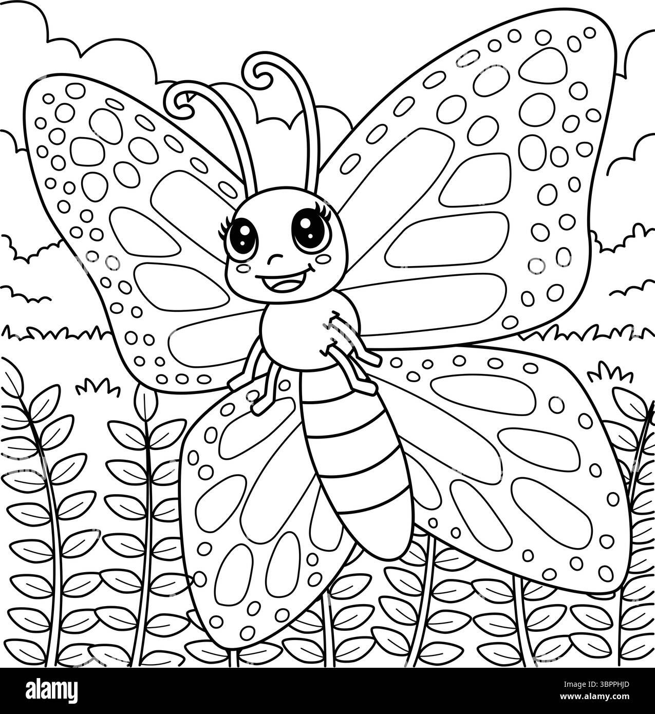 Malseite Für Insektenmonarch Schmetterlingstier Stock Vektor