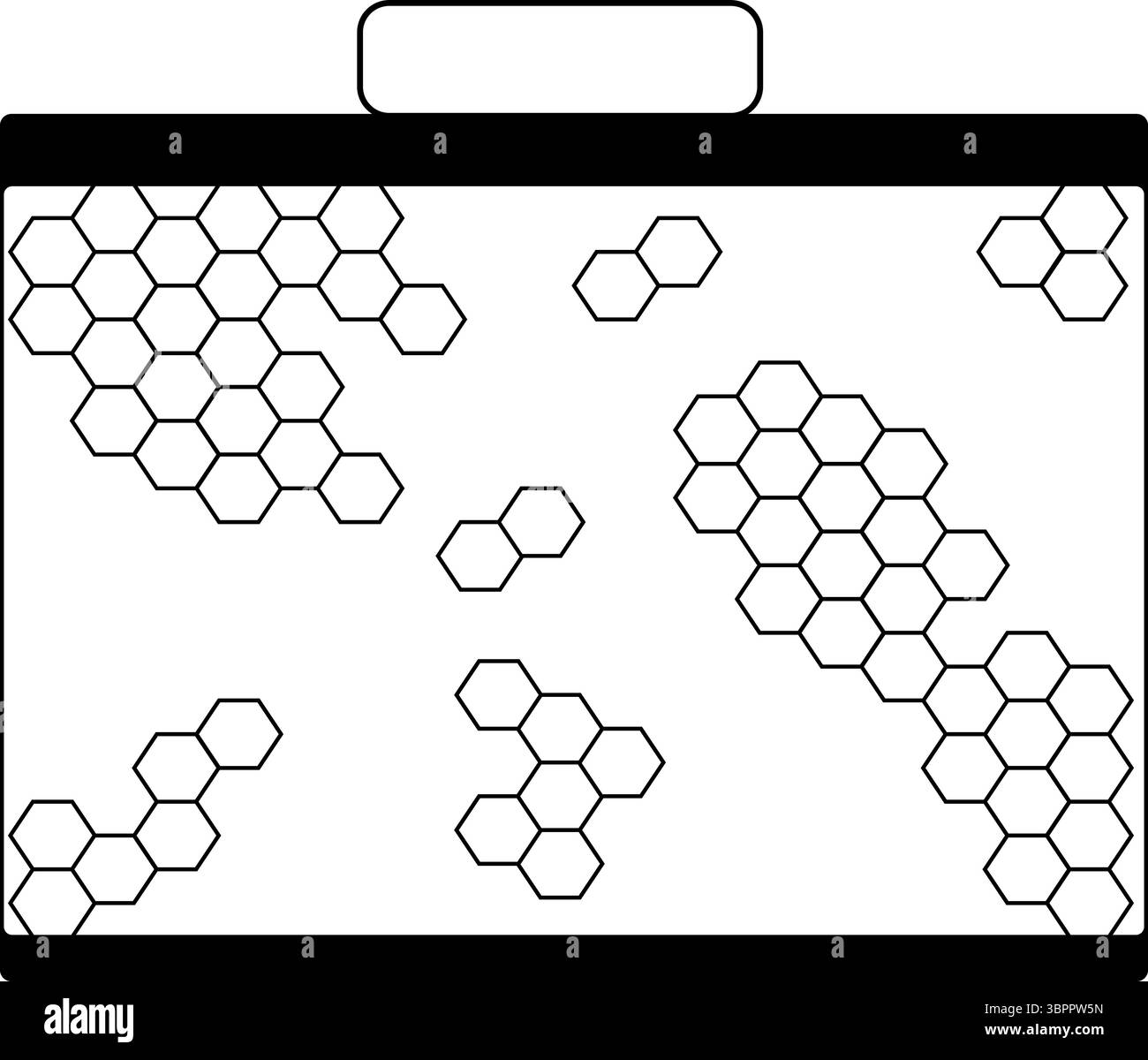 Hexagonales Haus aus Wabengewaben isoliert. Vektorgrafik-Strichdarstellung. Hintergrund für Banner, Stoffdruck, Etiketten, T-Shirt-Druck. Für das Logo, WE Stock Vektor