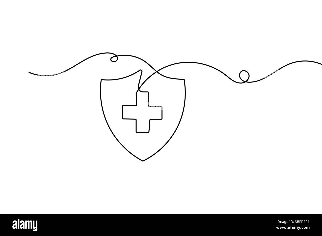 Medizinisches Kreuz durchgehende Einzeilenzeichnung in minimalistischem Stil isolierte Umrissvektor-Illustration Stock Vektor