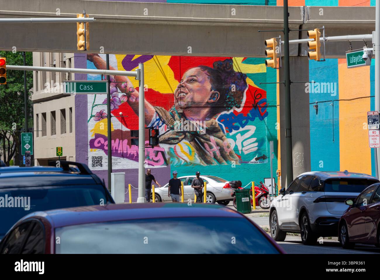 Detroit, Michigan - Ein Wandgemälde in der Innenstadt von Detroit. Stockfoto