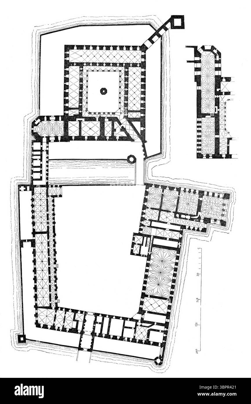 Grundriss der Burg Marienburg, Malbork. Polen, historische, digital verbesserte Wiedergabe eines Originals aus der Zeit um 1860 Stockfoto