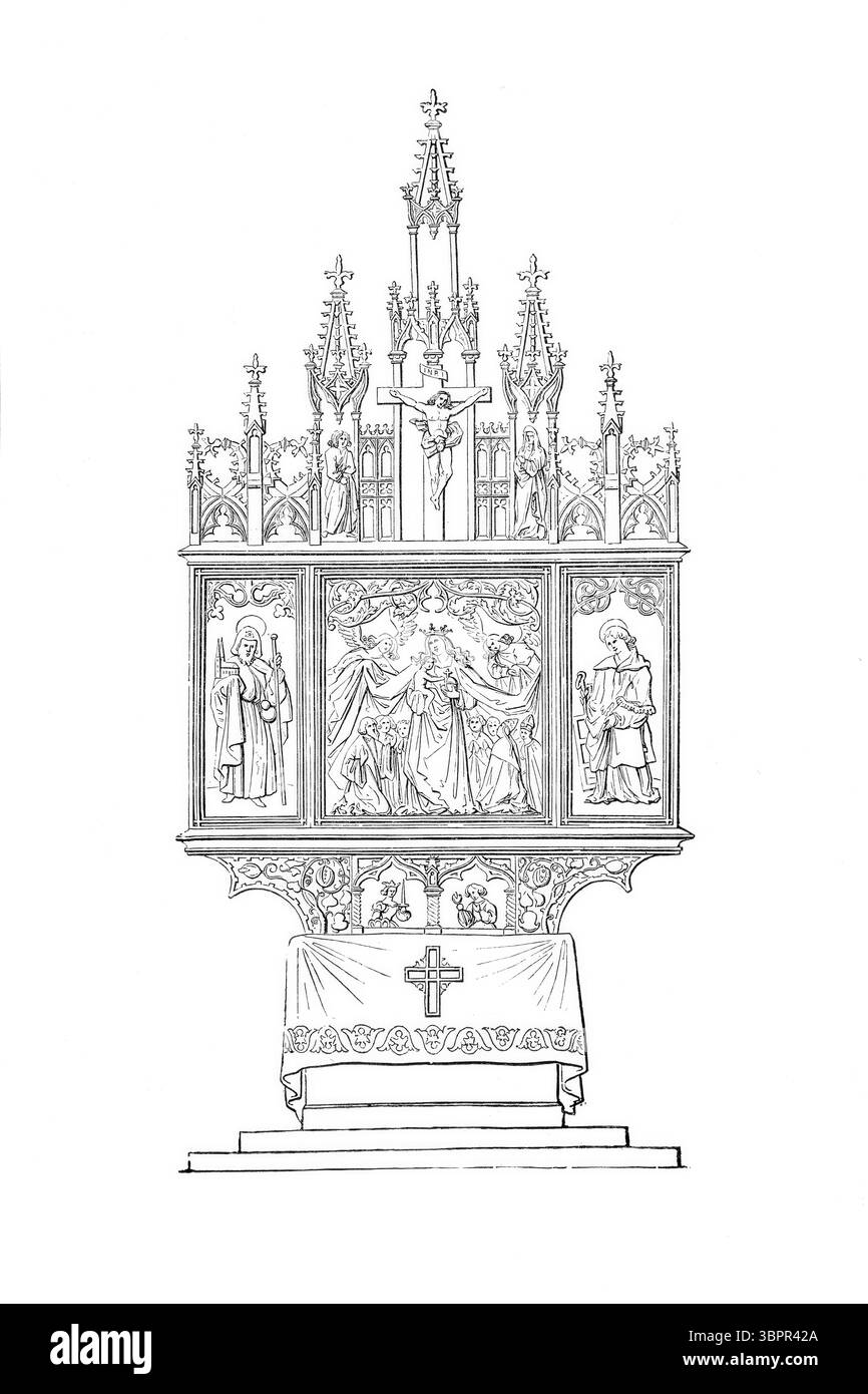 Altar aus der Augustinerkirche in Nürnberg, Bayern, Deutschland, historische, digital aufgearbeitete Reproduktion eines Originals um 1860 Stockfoto