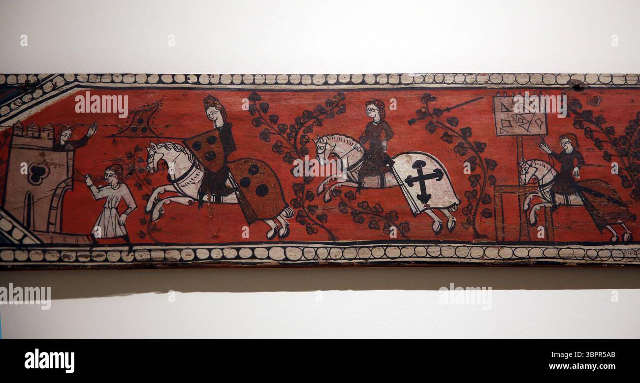 Ritterszene. 13. Jahrhundert. Tempera auf Holz. National Art Museum. Katalonien. Barcelona. Spanien. Stockfoto