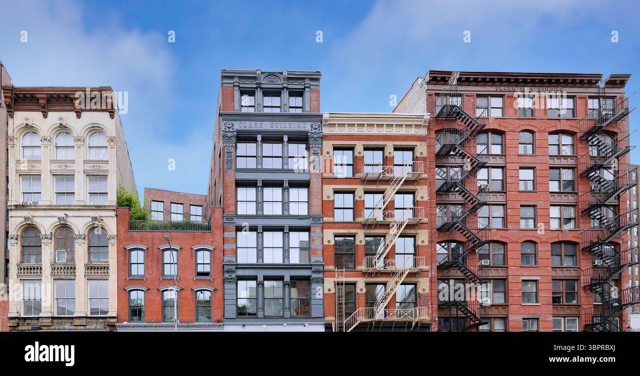 Gut erhaltene Gebäude aus dem 19. Jahrhundert in Tribeca in New York City Stockfoto
