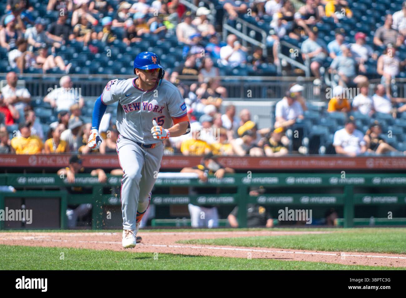 PITTSBURGH, PA – 29. JUNI: New York Mets Outfield Tyrone Taylor auf den Basepaths während eines Spiels im PNC Park (Foto: Dan Squicciarini) Stockfoto