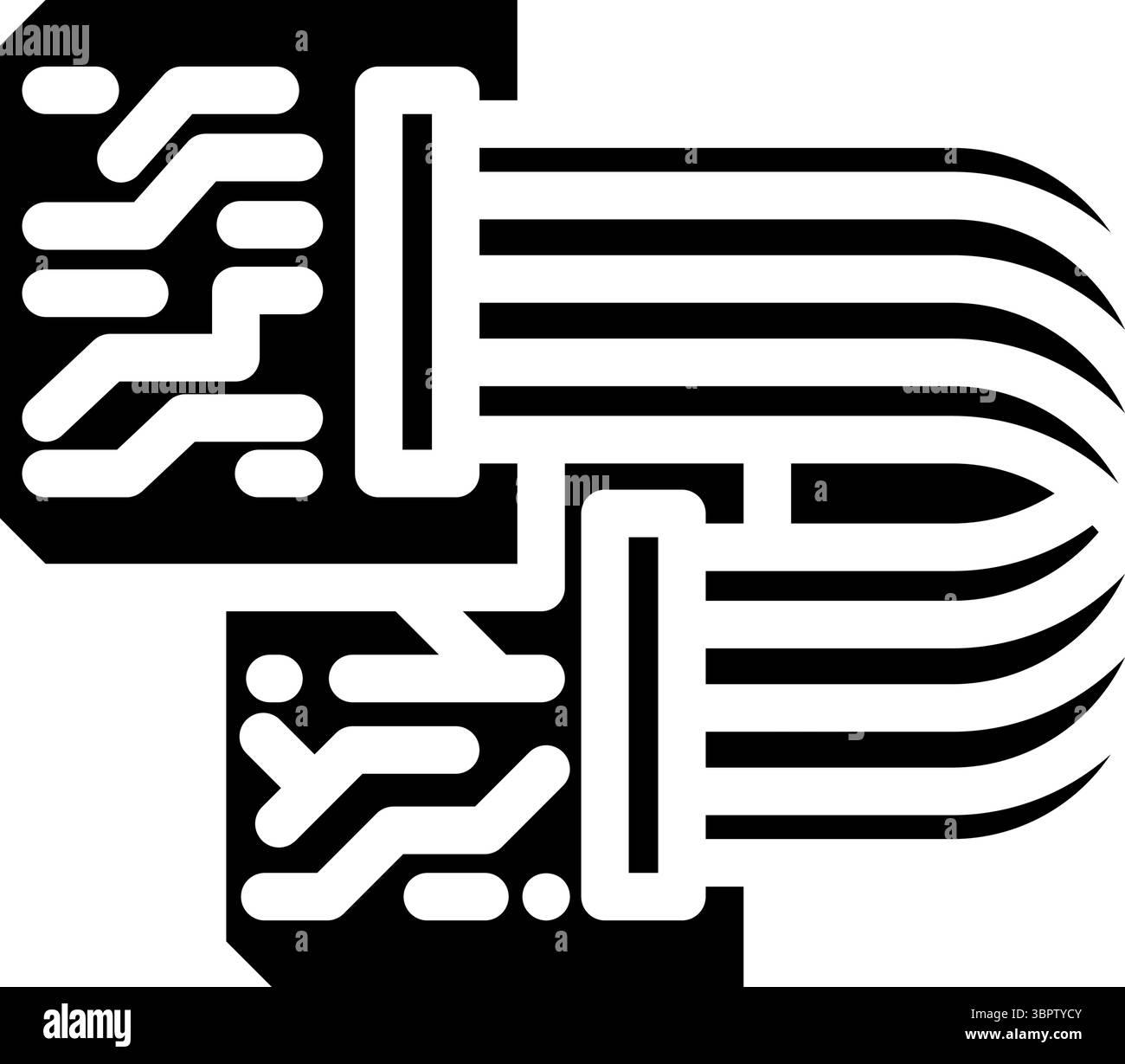 Illustration des Symbols für flexible Leiterplatten-Biegung von Glyphen Stock Vektor