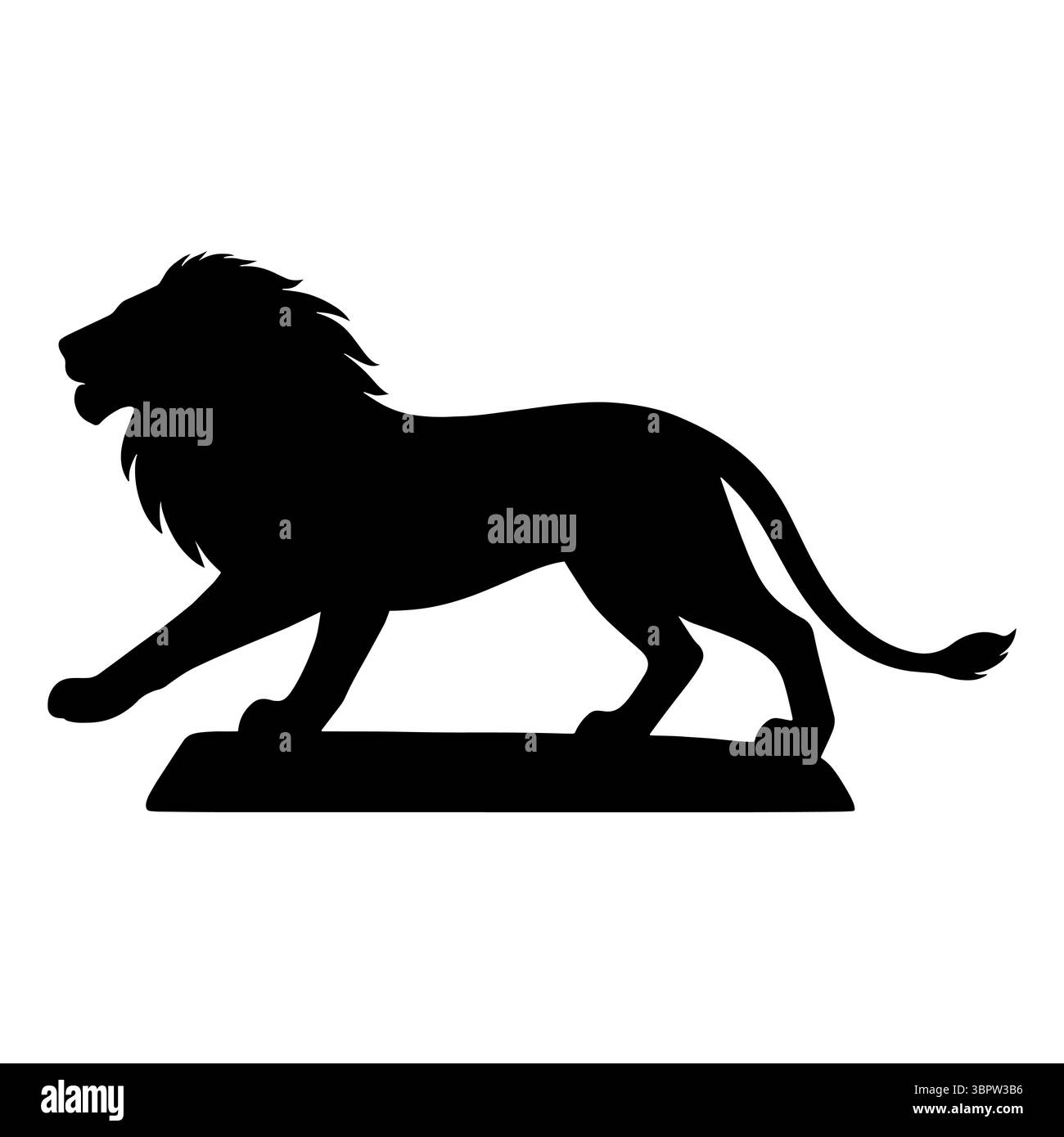 Lion-Silhouette läuft auf großem Felsen Stock Vektor