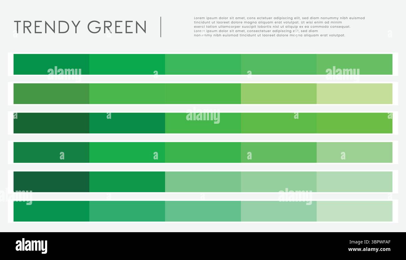 Trendige grüne Farbpalette mit Hintergrund der Farbkollektion. Grüne Farbe Harmonie Vektor-Illustration Stock Vektor