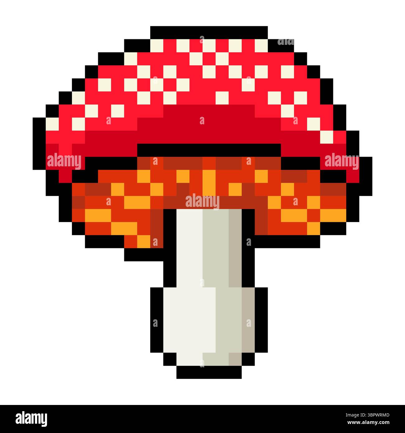 Amanita Pilz mit Pixelkunst isoliert auf weißem Hintergrund Stock Vektor