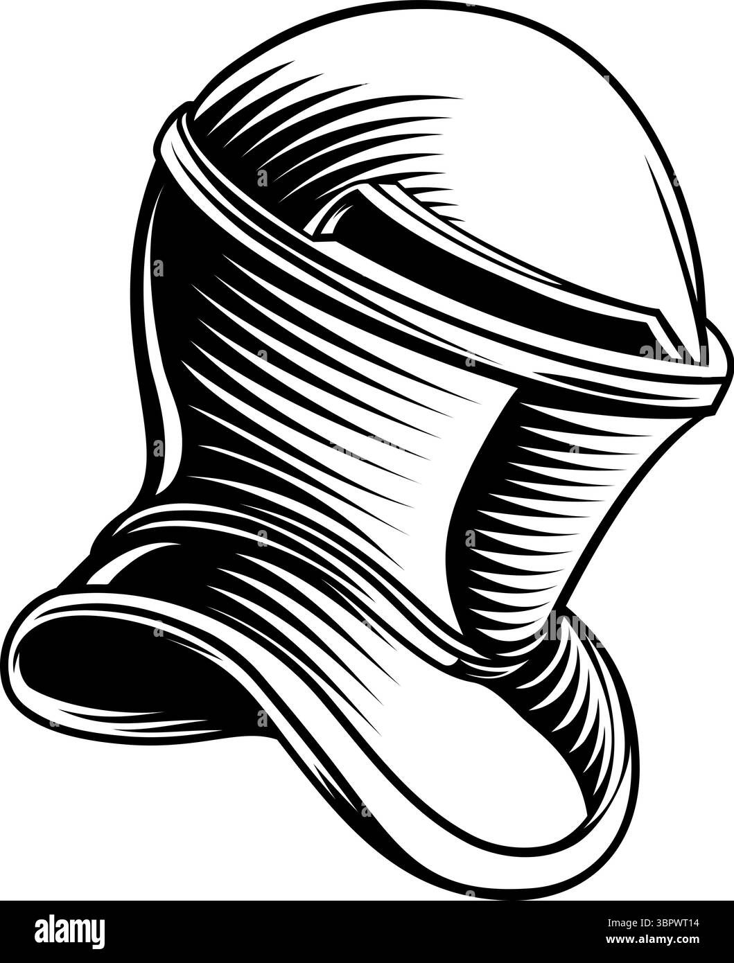 Ritterhelm Mittelalterlicher Helm Im Vintage Holzschnitt-Stil Stock Vektor