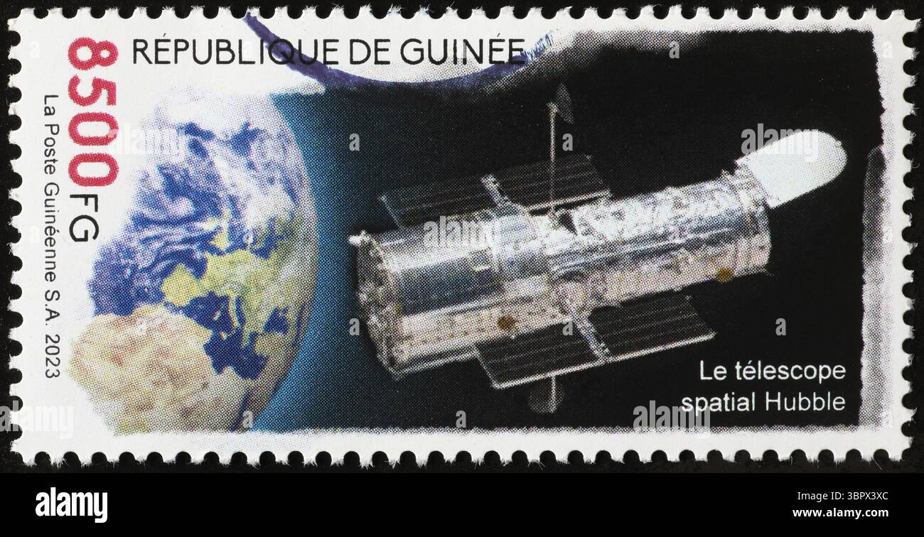 Hubble-Weltraumteleskop auf Briefmarke Stockfoto