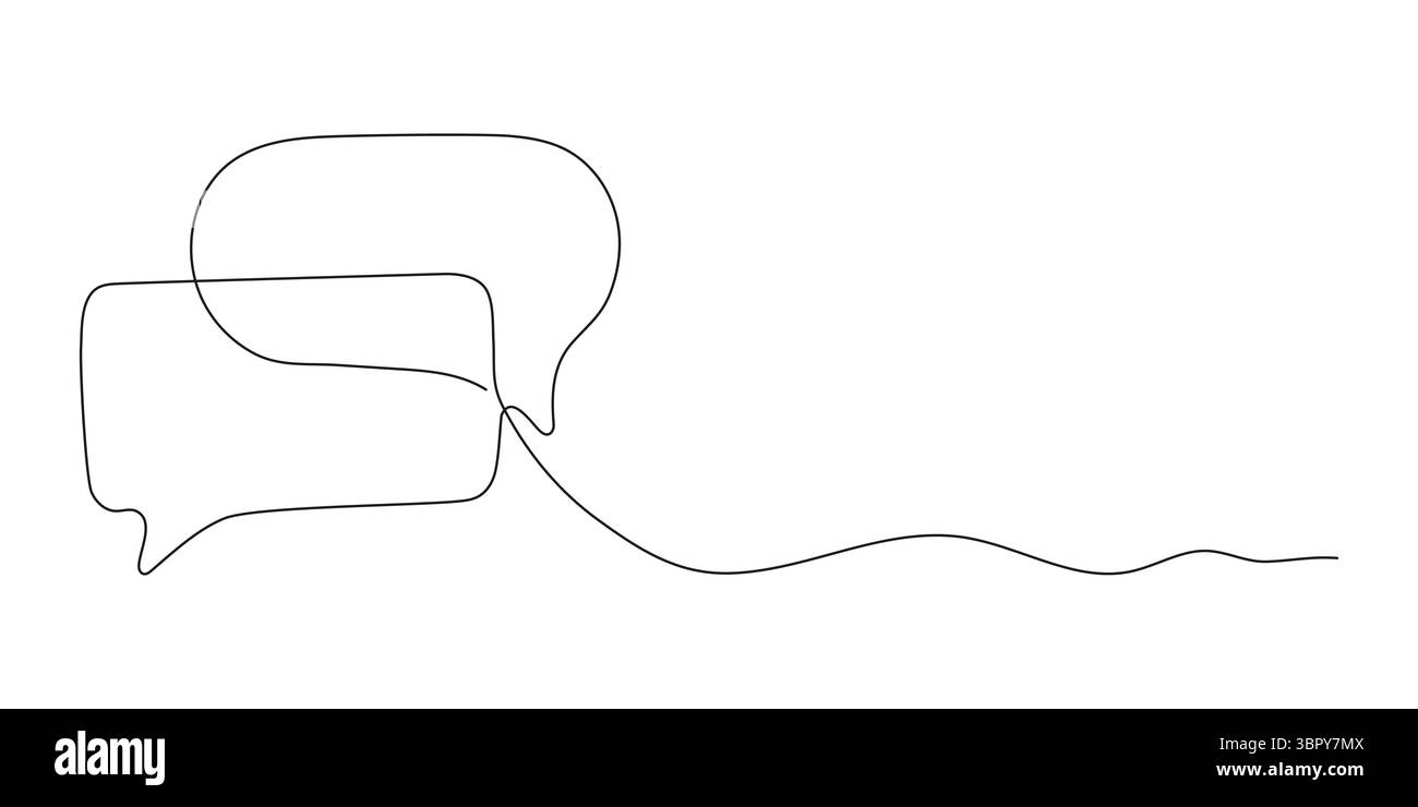 Eine Zeilenzeichnung des Symbols für die Sprechblase. Minimalistische Chat-Cloud, Comic-Kommentar oder Gedankensymbol im linearen Doodle-Stil. Bearbeitbarer Konturvektor für Unordnung Stock Vektor