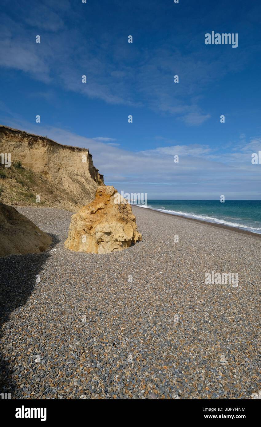 Klippenerosion, weybourne Beach, Nord-norfolk, england Stockfoto