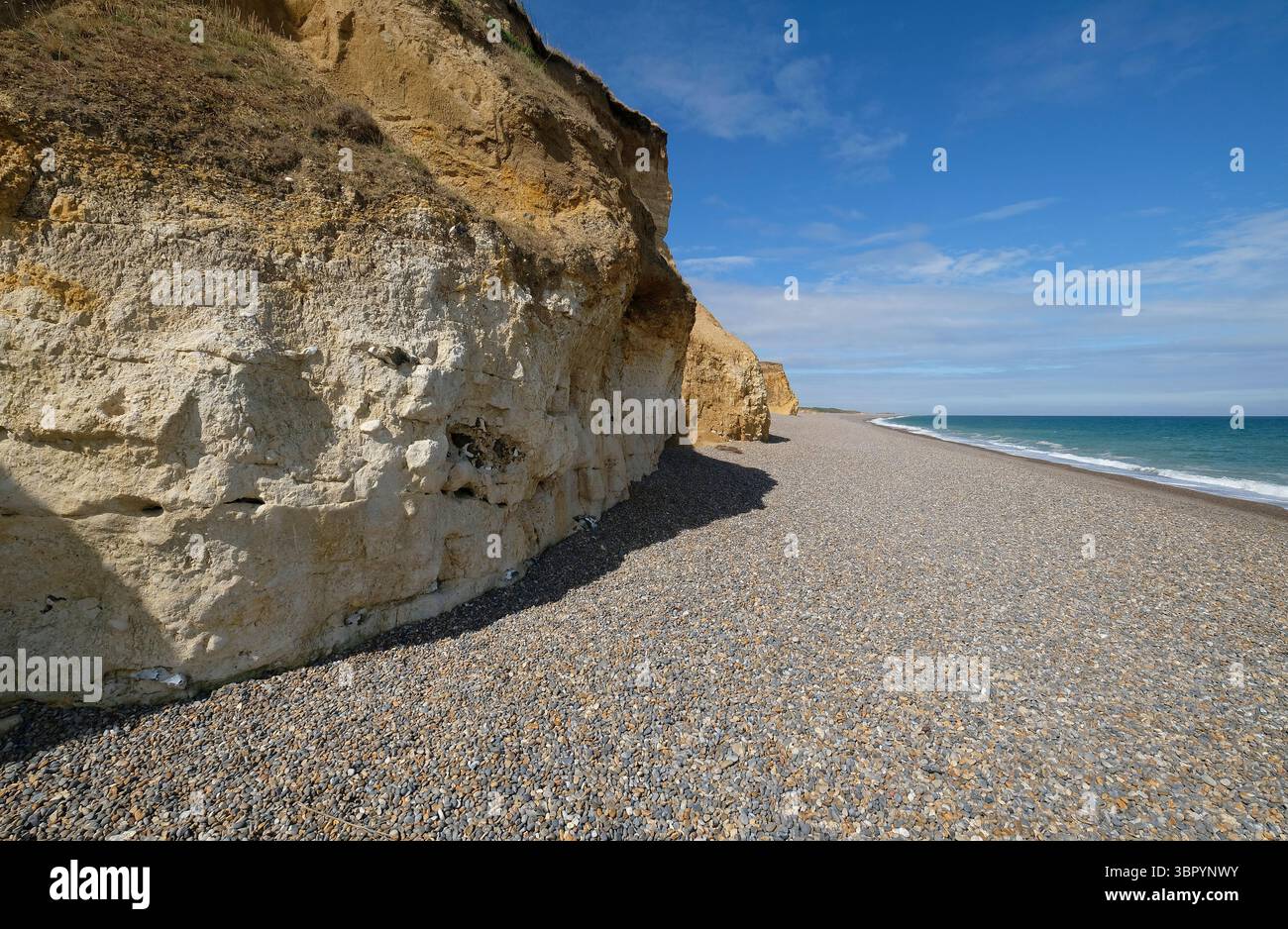 Klippenerosion, weybourne Beach, Nord-norfolk, england Stockfoto