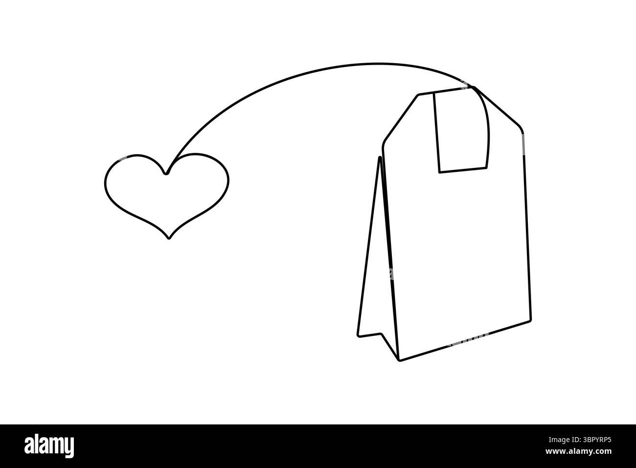 Minimalistische Teebeutel Skizze in einer Linie Art Stil einfache Umrissvektor isolierte Illustration Stock Vektor