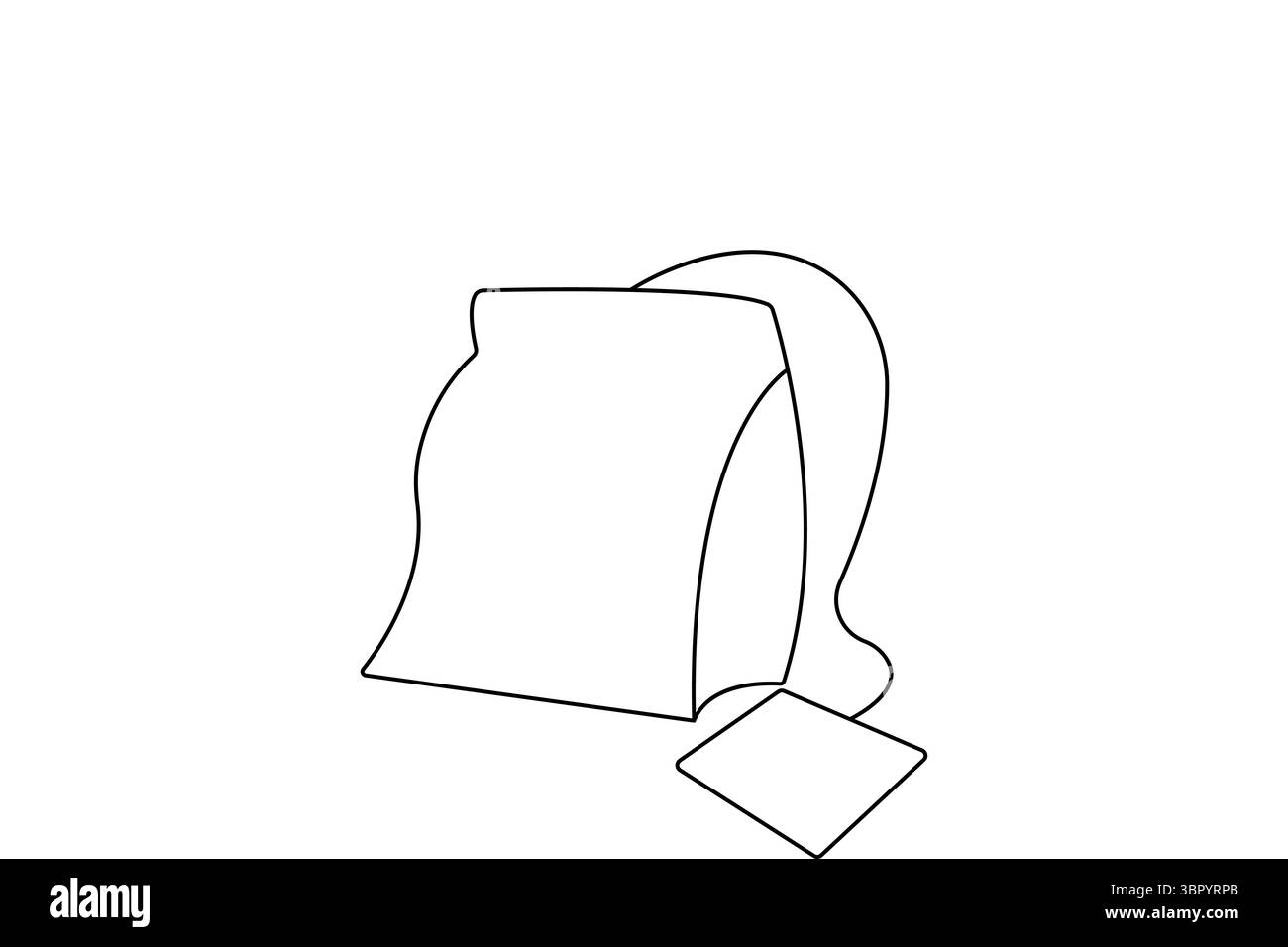 Minimalistische Teebeutel Skizze in einer Linie Art Stil einfache Umrissvektor isolierte Illustration Stock Vektor