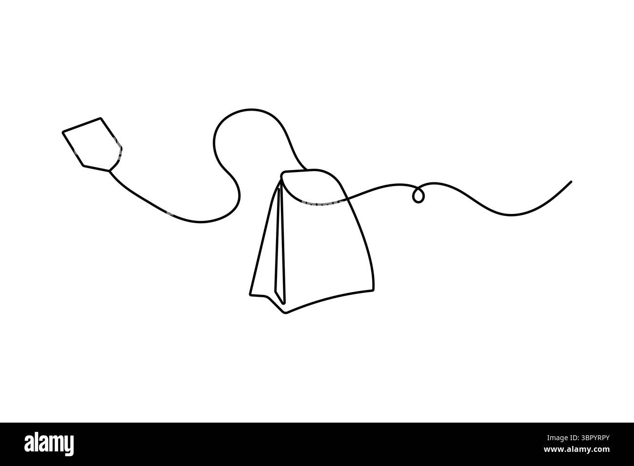 Minimalistische Teebeutel Skizze in einer Linie Art Stil einfache Umrissvektor isolierte Illustration Stock Vektor