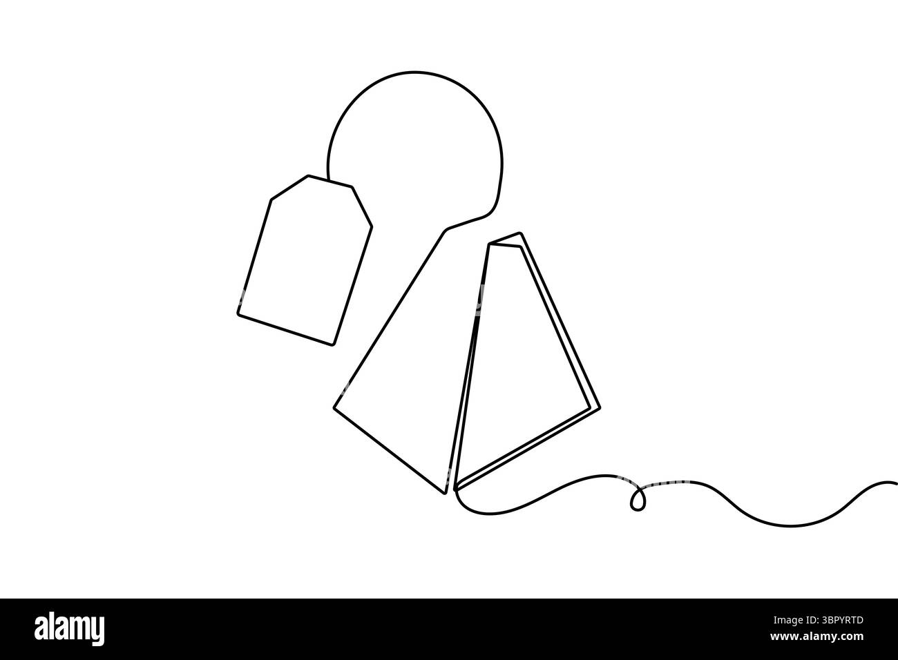 Minimalistische Teebeutel Skizze in einer Linie Art Stil einfache Umrissvektor isolierte Illustration Stock Vektor